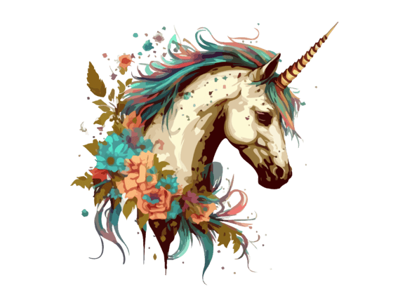 Download Watercolor Floral Unicorn Vector Clipart - Vector Collection