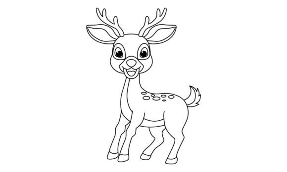 Download Cute Deer Cartoon Vector Coloring Page - Vector Collection