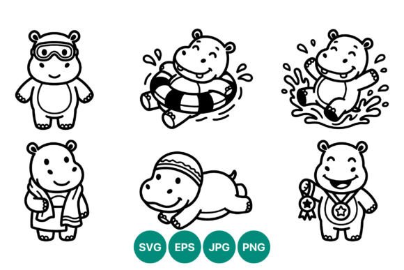 Download Cute Hippo Vector Art - Vector Collection
