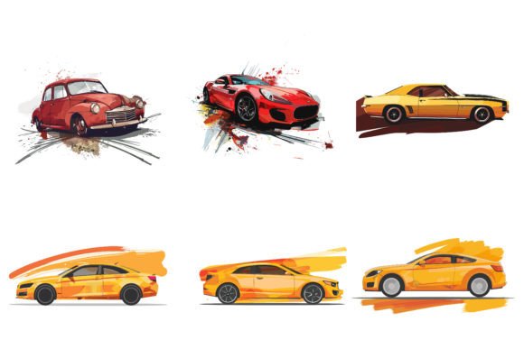Download Car Vector Flat Design with Brush - Vector Collection