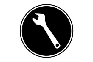 Download Wrench Icon on Black Circle - Vector - Vector Collection