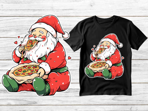 Download Cute Santa Claus Eating Pizza Vector. - Vector Collection