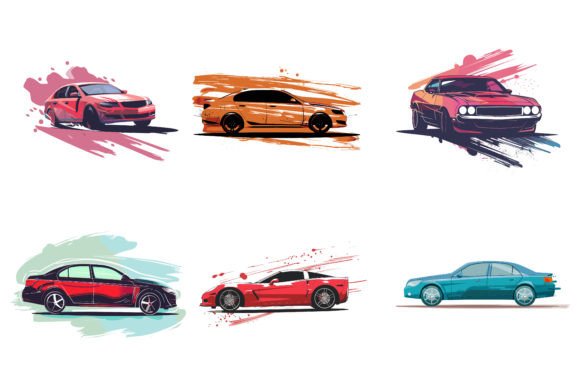 Download Car Vector Flat Design with Brush - Vector Collection