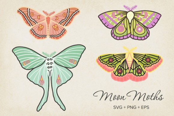 Download Lunar Moths &amp; Butterfly Vector SVG, EPS - Vector Collection