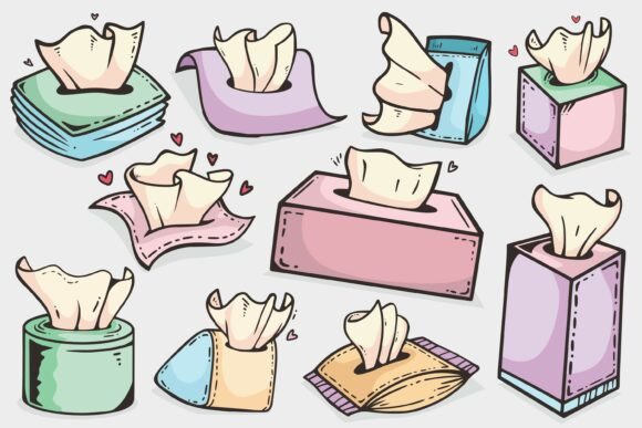 Download Cute Tissue Box Cartoon Vector Set - Vector Collection