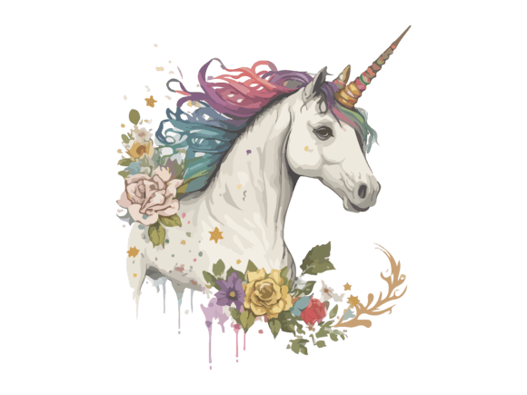 Download Watercolor Floral Unicorn Vector Clipart - Vector Collection