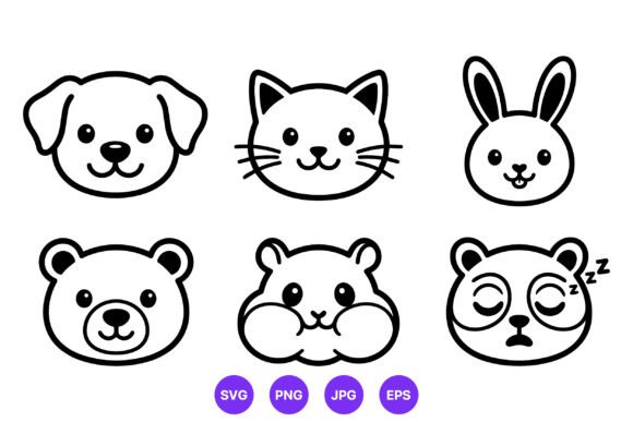 Download Cute Animal Faces Cartoon Vector Design - Vector Collection