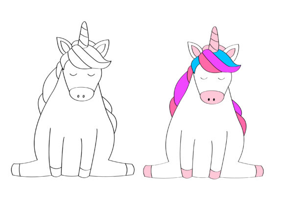 Download Coloring Cute Unicorn Vector - Vector Collection