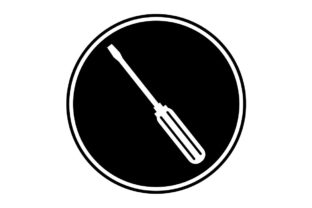 Download Screwdriver Icon on Black Circle - Vector - Vector Collection