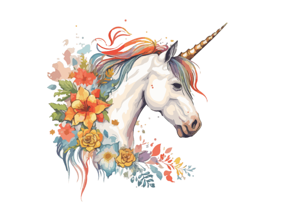 Download Watercolor Floral Unicorn Vector Clipart - Vector Collection