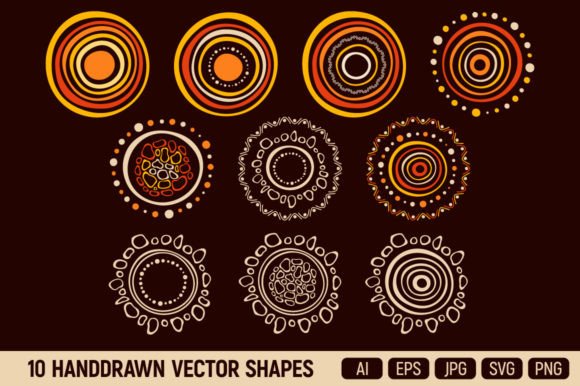 Download 10 Doodle Round Vector Shapes - Vector Collection