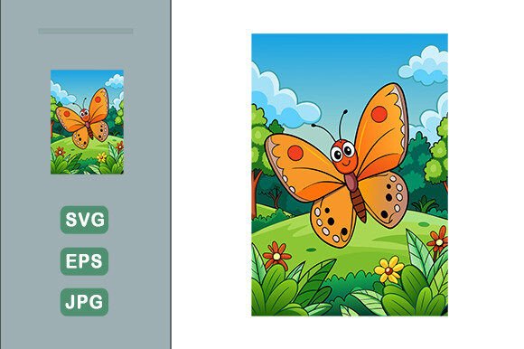 Download Butterfly Vector Landscape Background - Vector Collection
