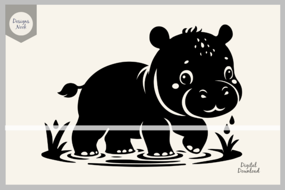 Download Baby Hippo SVG File Clipart Silhouette - Silhouette Collection