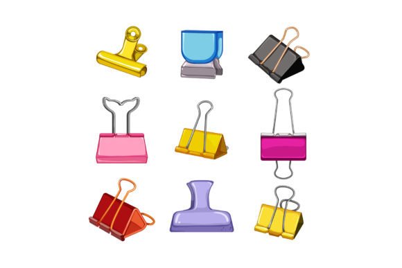 Download Binder Clip Set Cartoon Vector - Vector Collection