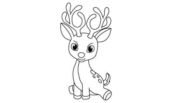 Download Funny Deer Cartoon Vector Coloring Page - Vector Collection