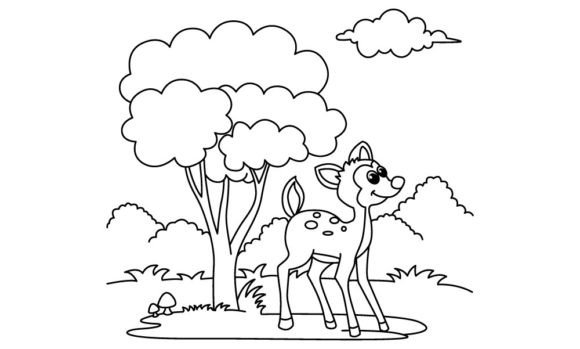 Download Funny Deer Cartoon Vector Coloring Page - Vector Collection