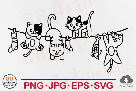 Download Cat SVG, Cute Cats Hanging Funny Laundry - Svg Collection