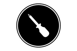 Download Screwdriver Monochrome Icon on Black Circle - Vector - Vector Collection