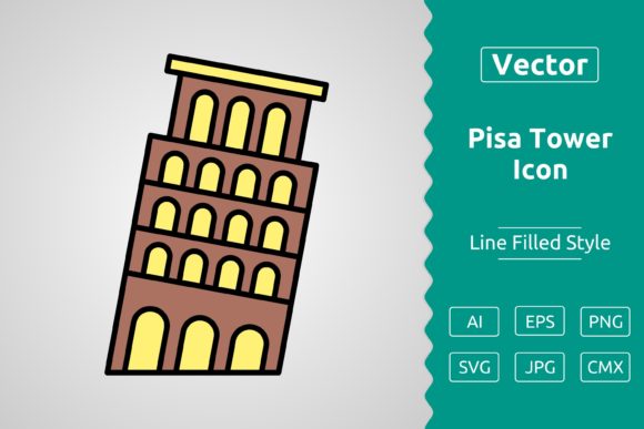 Download Vector Pisa Tower Filled Outline Icon - Vector Collection
