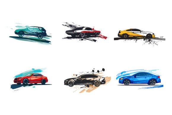 Download Car Vector Flat Design with Brush - Vector Collection