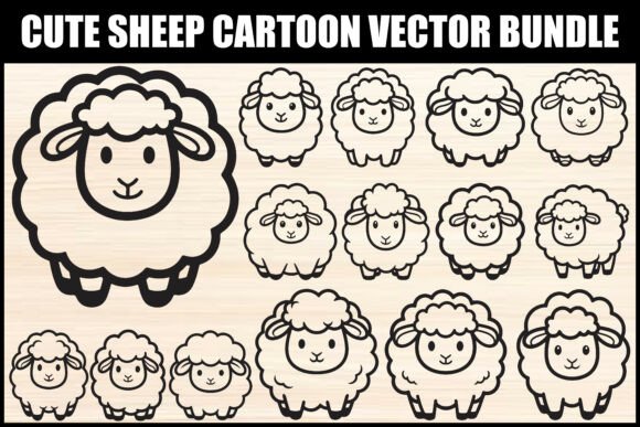 Download Cute Sheep Cartoon Vector Bundle - Vector Collection