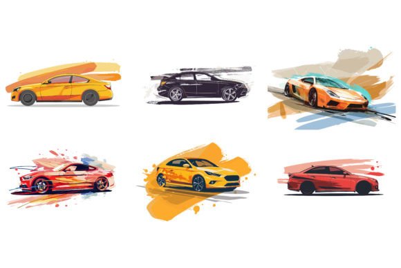 Download Car Vector Flat Design with Brush - Vector Collection