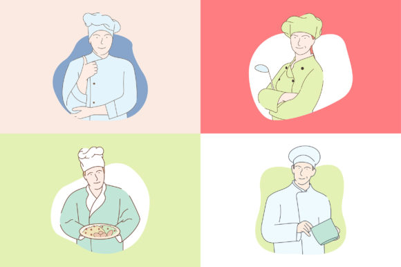 Download Chef Illustration Set Vector - Vector Collection