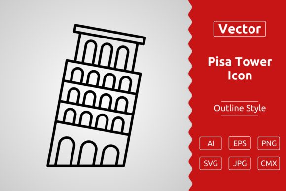Download Vector Pisa Tower Outline Icon - Vector Collection
