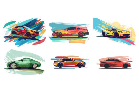 Download Car Vector Flat Design with Brush - Vector Collection