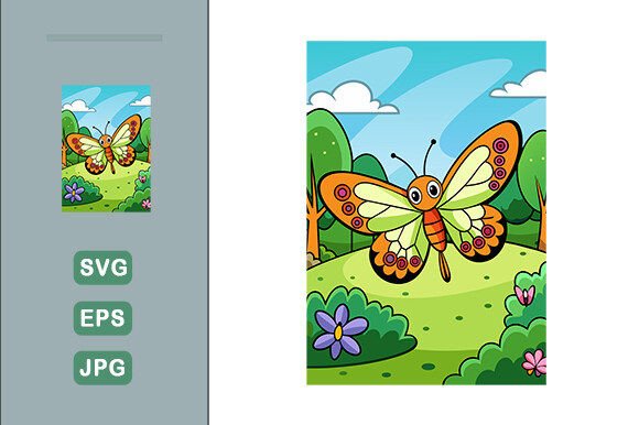 Download Butterfly Vector Landscape Background - Vector Collection
