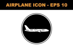 Download Airplane Icon on Black Circle - Vector Illustration - Vector Collection