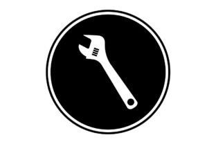 Download Wrench Icon on Black Circle - Vector - Vector Collection