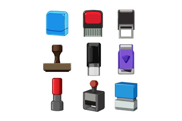 Download Stamp Handle Set Cartoon Vector - Vector Collection