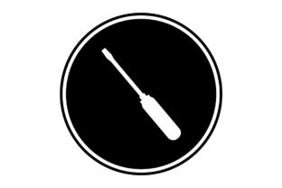 Download Screwdriver Monochrome Icon on Black Circle - Vector - Vector Collection