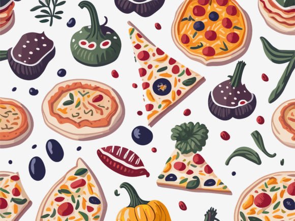 Download Seamless Pattern with Pizza. Vector - Vector Collection