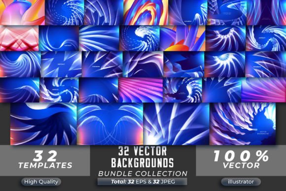 Download 32 Blue Colour Vector Background Art Set - Vector Collection