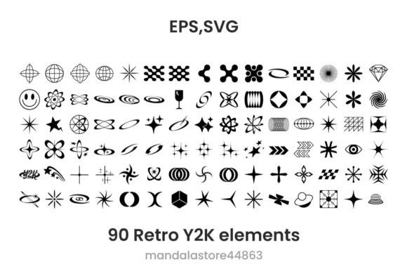 Download Retro Y2K Elements Vector Graphic Set - Vector Collection