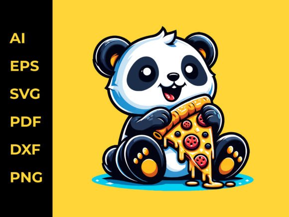 Download Adorable Panda Enjoying Pizza Vector Art - Vector Collection