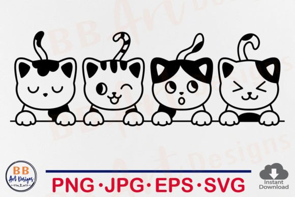 Download Peeking Cat Svg, Cute Cats Line Art PNG - Svg Collection