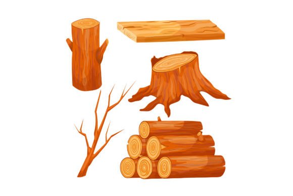 Download Wood Log Set Cartoon Vector Illustration - Vector Collection