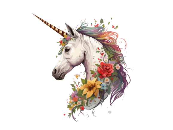 Download Watercolor Floral Unicorn Vector Clipart - Vector Collection