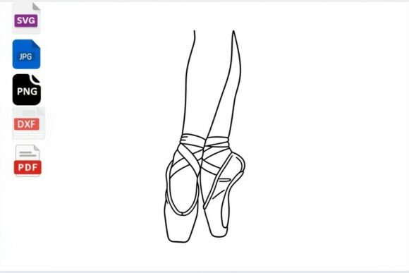 Download Ballet Pointe Shoes Line Art SVG PNG DXF - Svg Collection