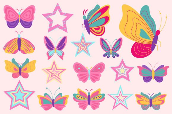 Download Y2K Star and Butterfly Vector - Vector Collection