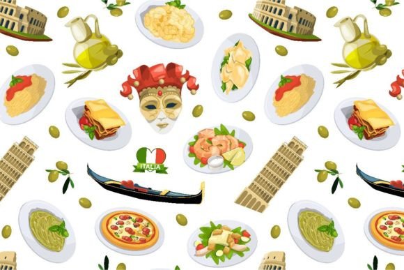 Download Vector Cartoon Italian Cuisine Elements - Vector Collection