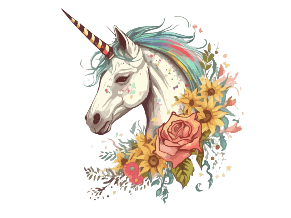 Download Watercolor Floral Unicorn Vector Clipart - Vector Collection