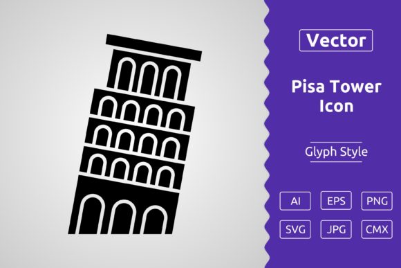 Download Vector Pisa Tower Glyph Icon - Vector Collection