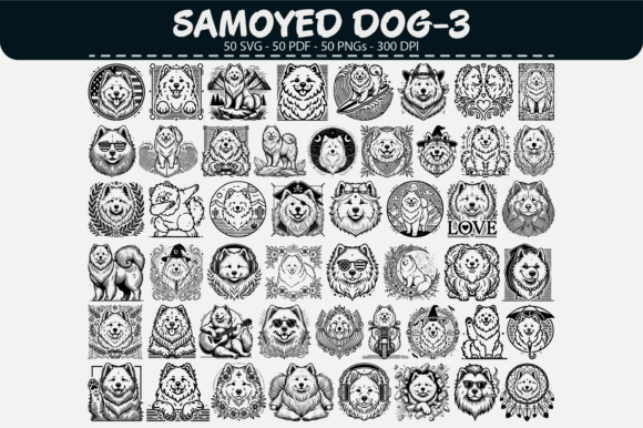 Download Samoyed Dog Vector Clipart – 50 Designs - Vector Collection