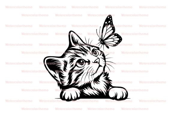 Download Cat with Butterfly Svg,cute Cat Svg - Svg Collection
