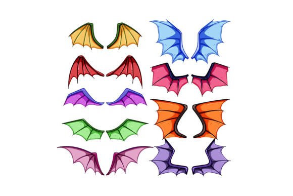 Download Wings Dragon Set Cartoon Vector Illustra - Vector Collection