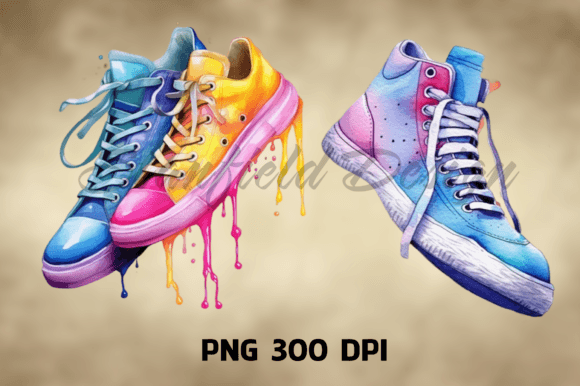 Download Watercolor Shoes Dripping Png, Shoes PNG - Premium Resources